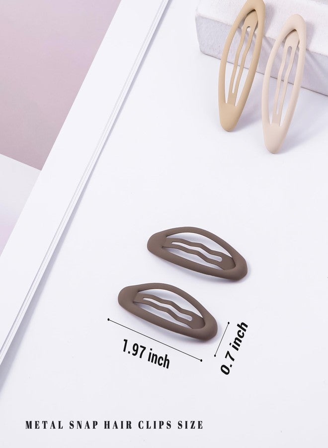 Cptots 20PCS Oval Metal Snap Clips for Women No Slip Small Barrettes for Thin Fine Hair,Matte Black Brown Beige - Image 2
